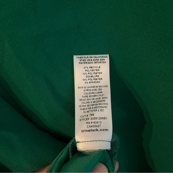Trina Turk Vibrant Green Balloon Sleeves V-Neck Blouse Medium - Picture 10 of 10